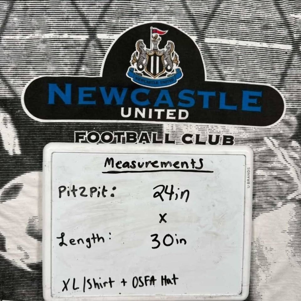Vintage 90s Kick Newcastle United Football Club All Over Print T-Shirt XL EPL - Picture 3 of 3
